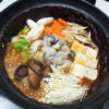 奈良の地酒、睡龍 生酛純米 H19BYの熱燗でさんまのオイル漬け、さばのみそ煮、かきの土手鍋をいただく