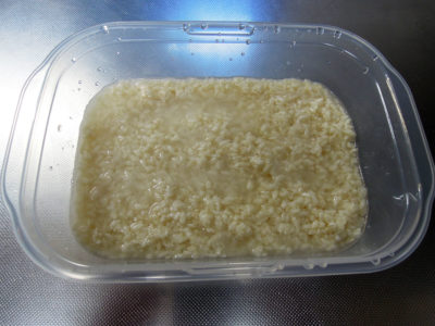 自家製味噌の仕込みで残った田中農場の米こうじを使って塩麹を仕込む
