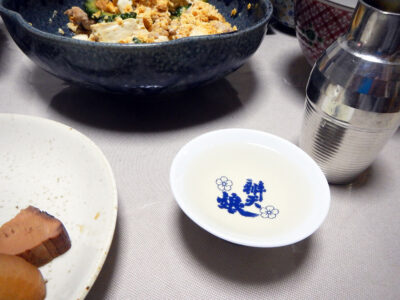京の春・ぶた燗H27BYの熱燗で発酵ゴーヤチャンプルーや発酵豚汁をいただく