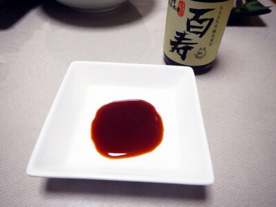 酢締めにしためだいの炙りにつける醤油は秋田の石孫本店の百寿