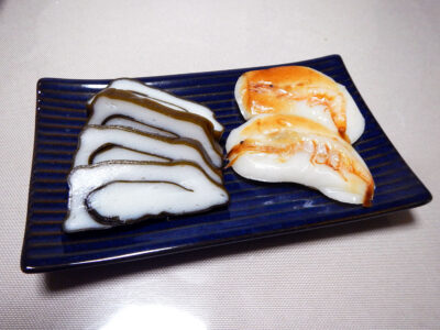 富山県の生地蒲鉾の「白えびまめ蒲鉾」と「昆布かまぼこ」