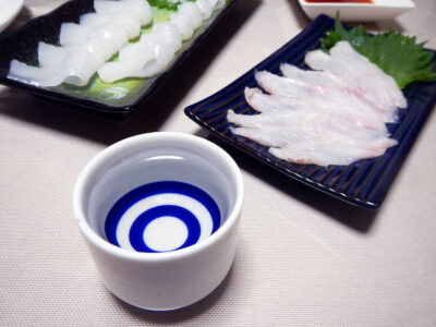 阿部勘の亀の尾でとくびれややりいかの刺身をいただく